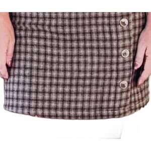 NEW HEM & THREAD talia button front plaid mini skirt in brown